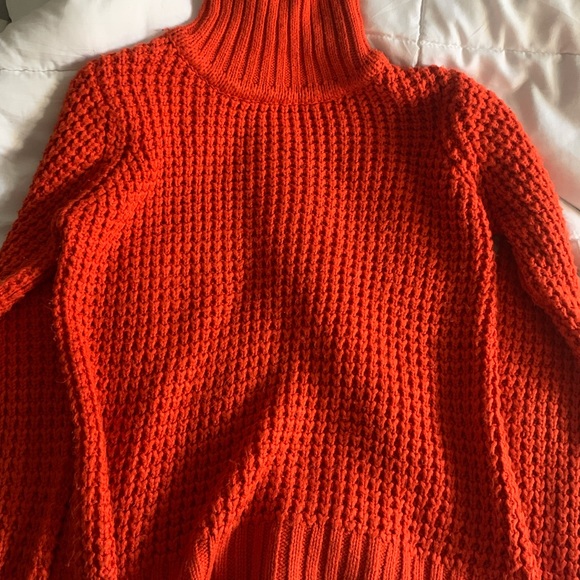Orange knit long sleeve turtle neck sweater. - Picture 2 of 2